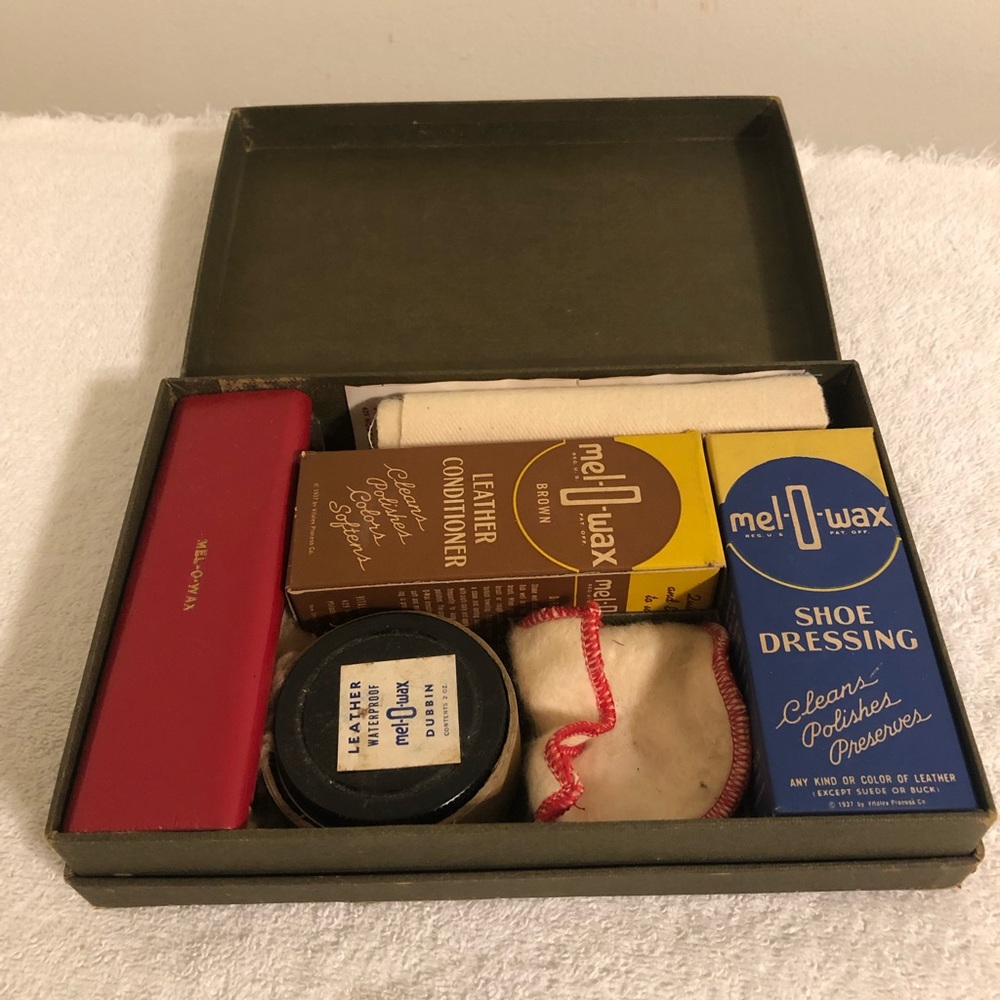 Vintage 1937 Mel O Wax Shoe Service Kit Designed For Military Men Complete